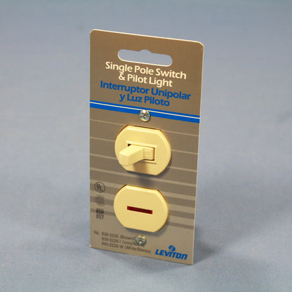 Leviton 5226-I Ivory Commercial Single Pole Toggle Wall Switch 15A w/Pilot Light