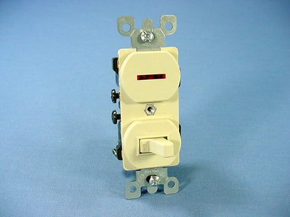 Leviton 5226-I-839 Ivory Commercial Toggle Wall Switch 15A w/Pilot Light Bulk