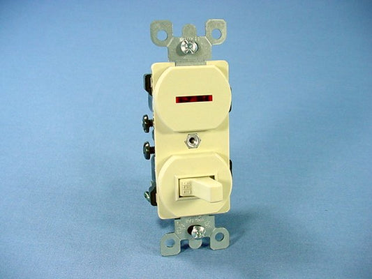Leviton 5226-I-839 Ivory Commercial Toggle Wall Switch 15A w/Pilot Light Bulk