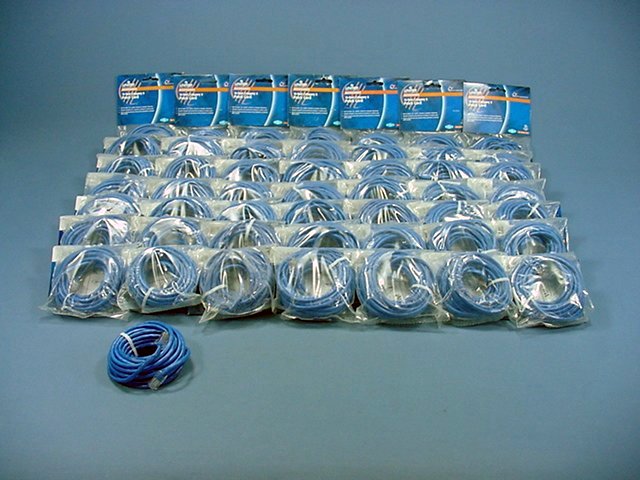 Leviton 52455-15B Blue Cat5 15ft Ethernet Cable Data Patch Cords Network 50-Pack