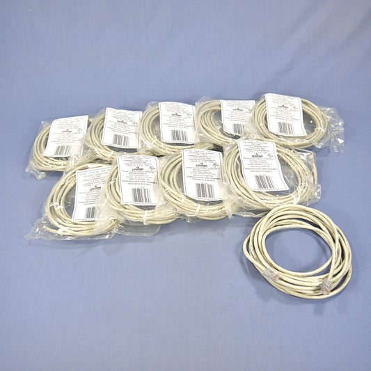 Leviton 52455-15S Gray Cat5 15ft Ethernet Cable Data Patch Cords Network 10-Pack