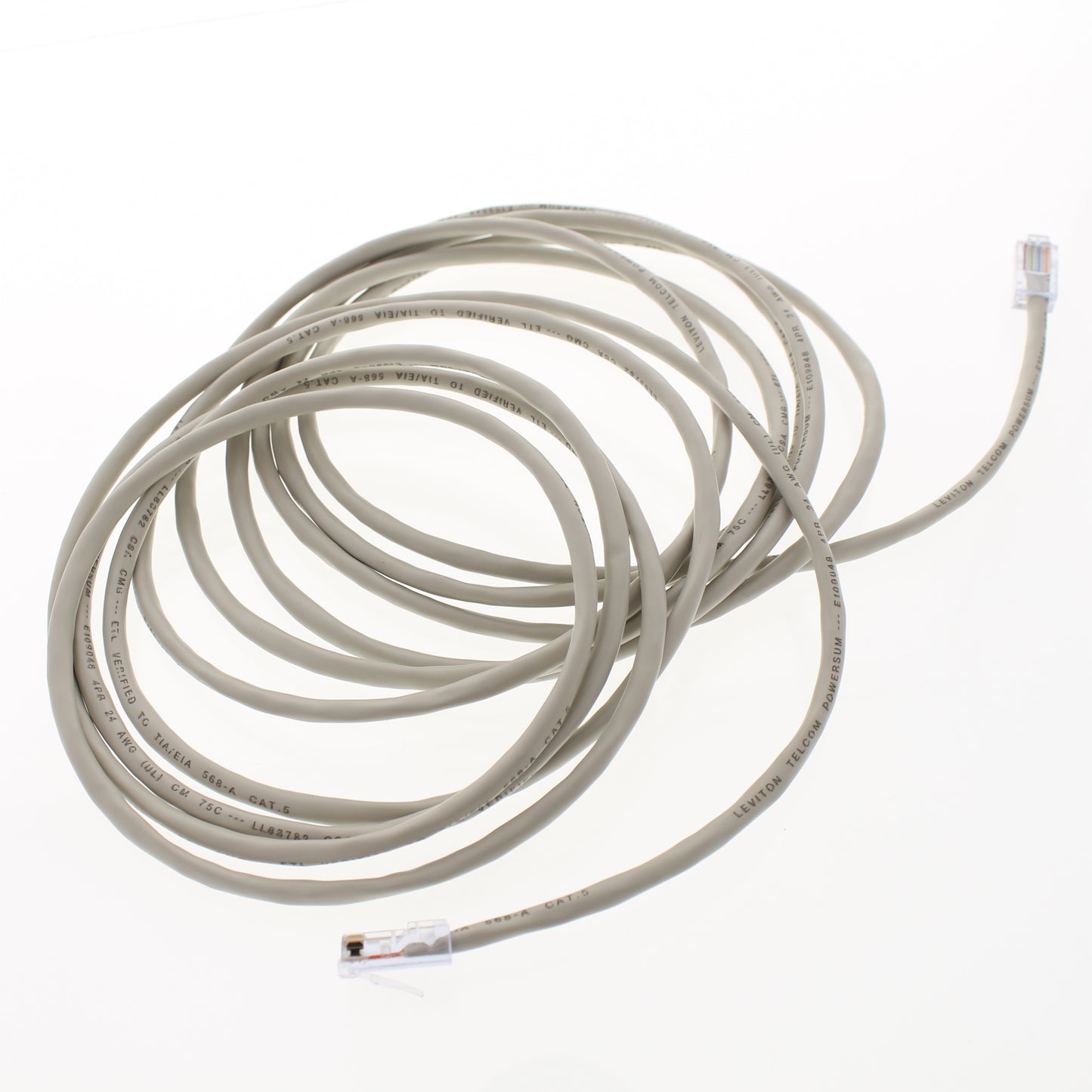 Leviton 52455-15S Gray 15 ft Cat 5 Ethernet LAN Patch Cord Network Cable Cat5