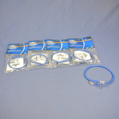 Leviton 52455-1BL Blue Cat5 1ft Ethernet Cable Data Patch Cords Network 5-Pack