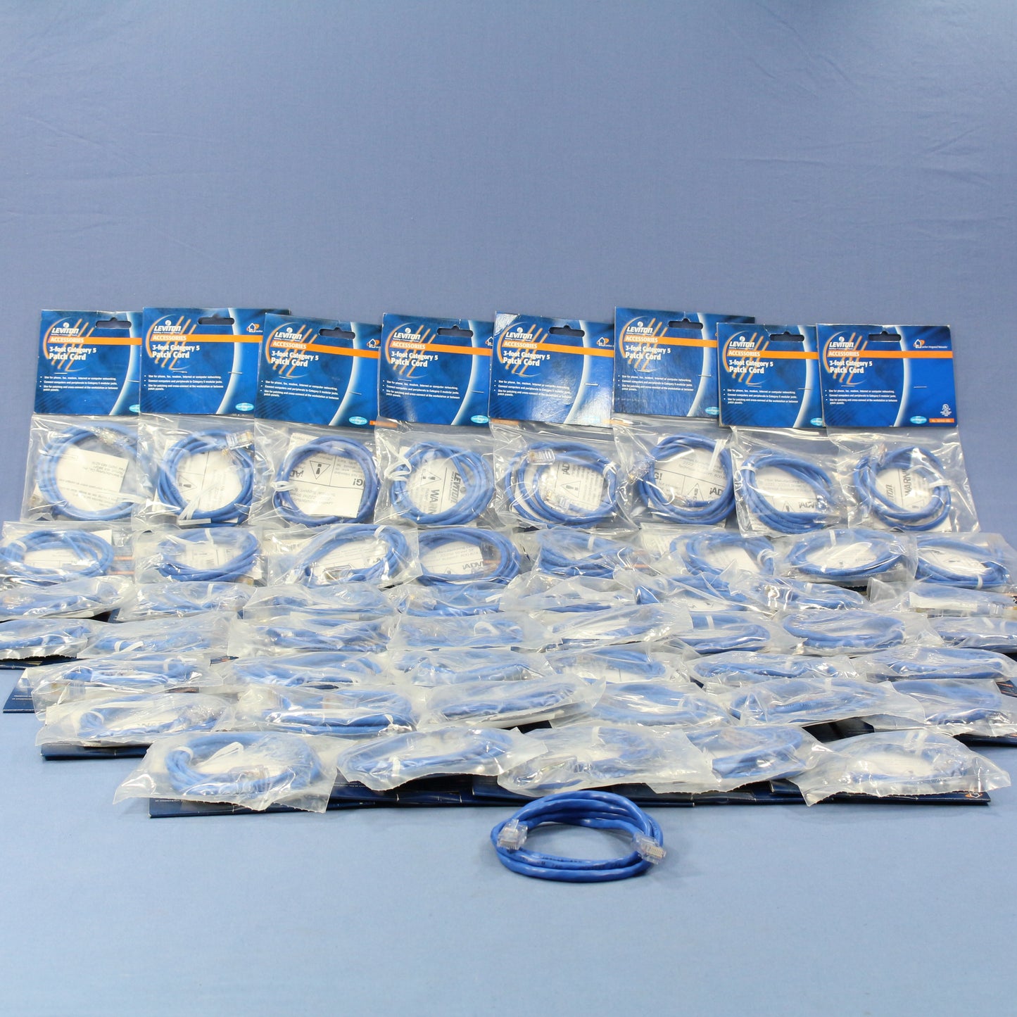 Leviton 52455-3BL Blue Cat5 3ft Ethernet LAN Patch Cord Network Data Cable 50pcs