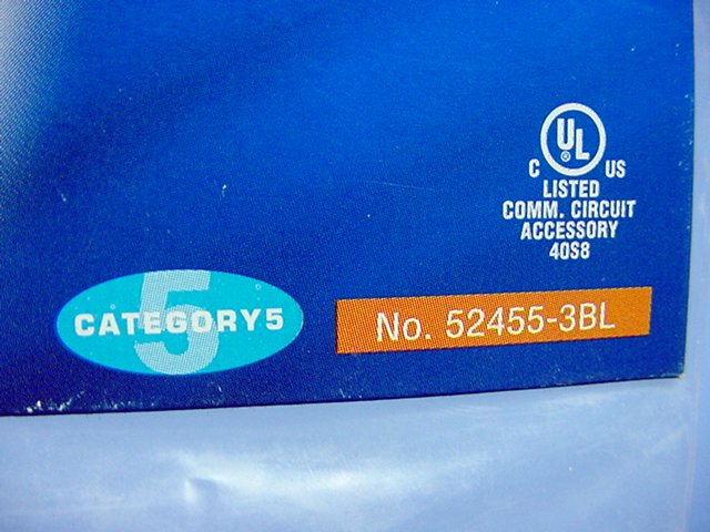 Leviton 52455-3BL Blue Cat5 3ft Ethernet Cable LAN Data Patch Cord Network 8P8C