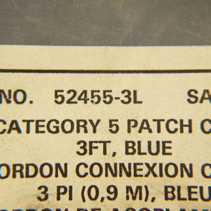 Leviton 52455-3L Blue Cat5 3ft Ethernet Cable LAN Data Center Patch Cord Network
