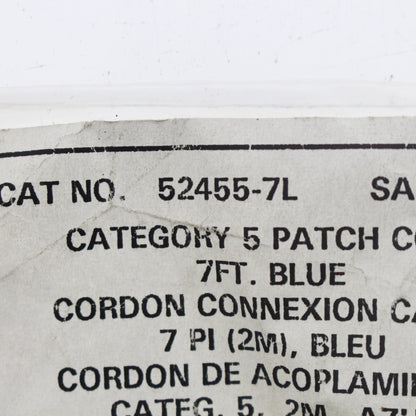 Leviton 52455-7L Blue Cat5 7ft Ethernet Cable Data Center Network 7' Patch Cord