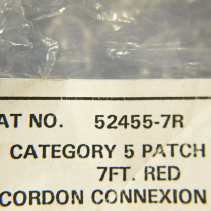 Leviton 52455-7R Red Cat5 7ft Ethernet Cable Data Patch Cord Network Cat5 8P8C