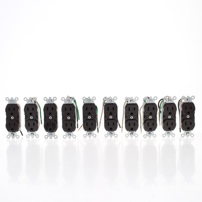 10 Leviton Brown Industrial Receptacles Duplex Outlet Wire Leads 15A 5262-L0