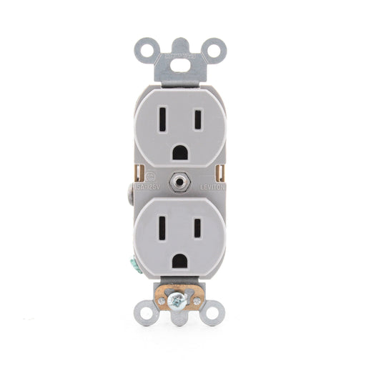 Leviton 5262-SGY Gray 15A Industrial Slim Body Receptacle Duplex Outlet 5-15R