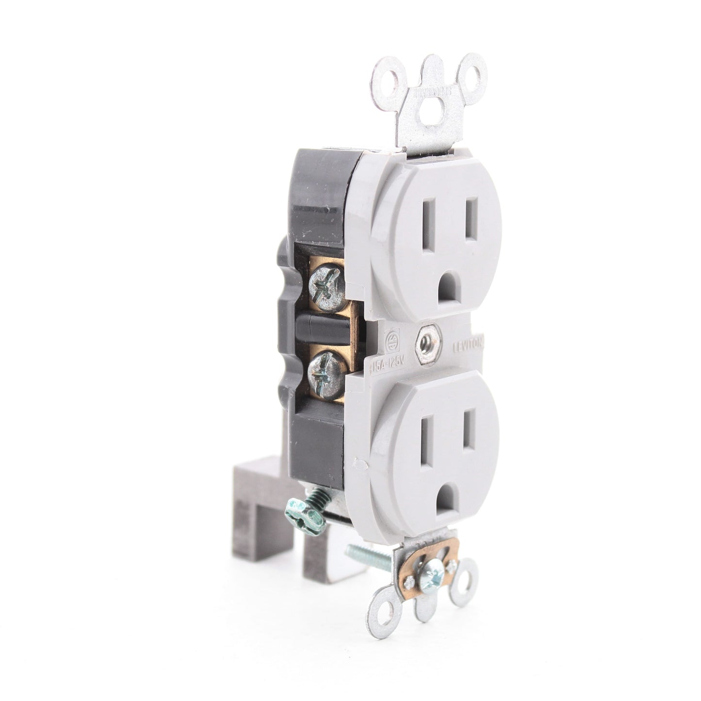 Leviton 5262-SGY Gray 15A Industrial Slim Body Receptacle Duplex Outlet 5-15R
