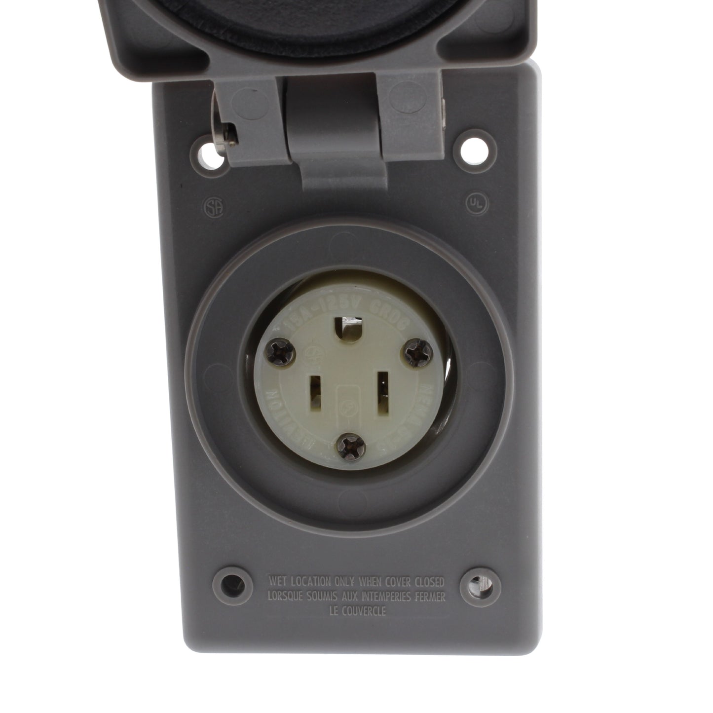 Leviton 5279-FWP Industrial 15A Flanged Outlet Weather Resistant Cover 5-15 125V
