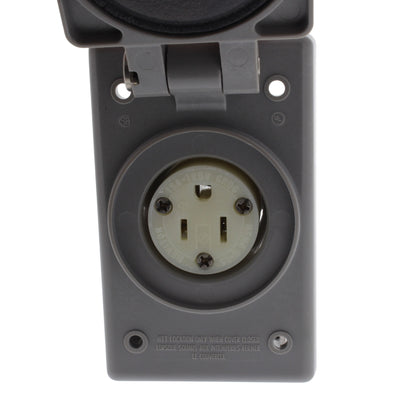 Leviton 5279-FWP Industrial 15A Flanged Outlet Weather Resistant Cover 5-15 125V
