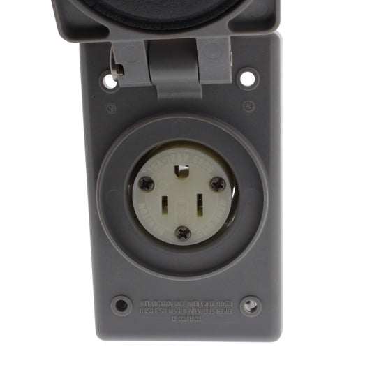 Leviton 5279-FWP Industrial 15A Flanged Outlet Weather Resistant Cover 5-15 125V