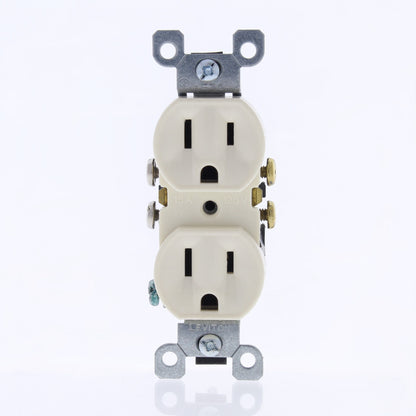 Leviton Straight Blade Almond Duplex Receptacle 5-15R 15A + Nylon Wallplate