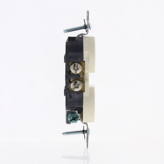 Leviton Straight Blade Almond Duplex Receptacle 5-15R 15A + Nylon Wallplate