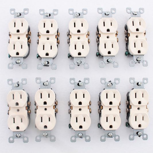 Leviton 5320-ACP Almond 15A Duplex Receptacle Outlets 5-15R Residential 10pcs