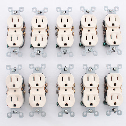 Leviton 5320-ACP Almond 15A Duplex Receptacle Outlets 5-15R Residential 10pcs