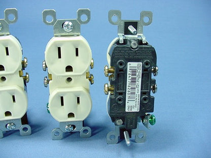 10 Leviton Residential Almond Duplex Receptacle Outlets 15A + Unbreakable Covers