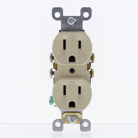Leviton Ivory Scratched Duplex Receptacle Straight Blade Outlet 5-15R 15A 5320-I