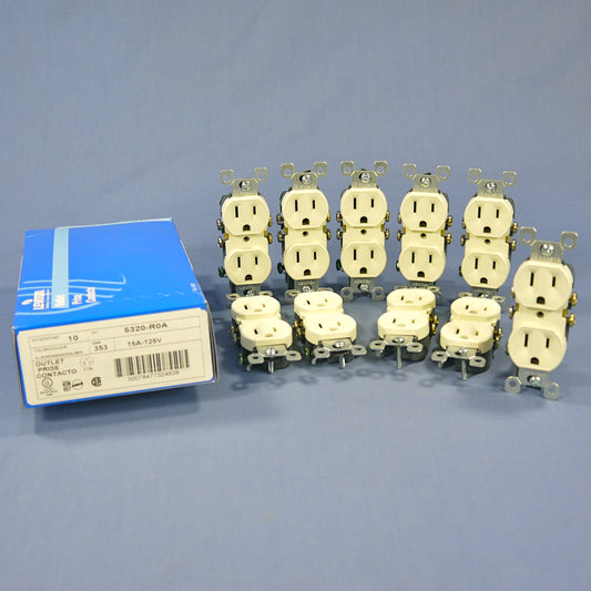 10 Leviton Almond Residential Duplex Receptacle Outlets 5-15R 15A 125V 5320-ROA