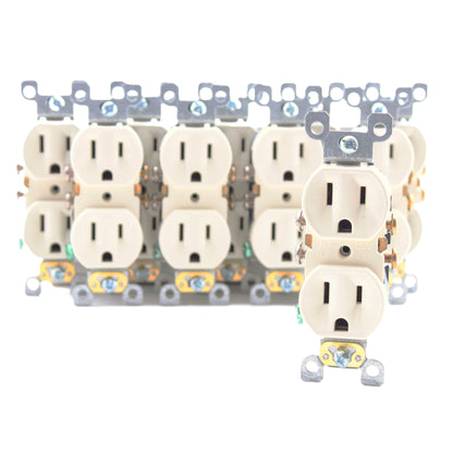 Leviton 5320-SA Almond 15A Residential Duplex Receptacle Outlets Bulk 5-15R 10pc