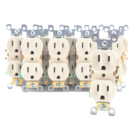 Leviton 5320-SA Almond 15A Residential Duplex Receptacle Outlets Bulk 5-15R 10pc