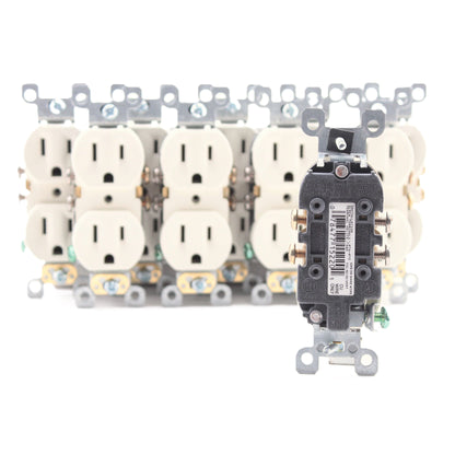 Leviton 5320-SA Almond 15A Residential Duplex Receptacle Outlets Bulk 5-15R 10pc