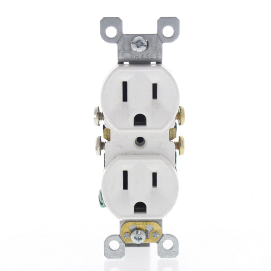 Leviton White Scratched Duplex Straight Blade Receptacle Outlet 5-15 15A 5320-SW
