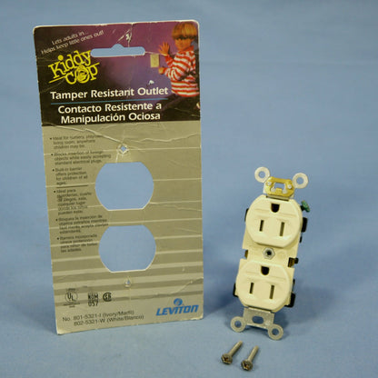 Leviton Ivory Tamper Resistant Duplex Receptacle Outlet 5-15R 15A 125V 5321-I