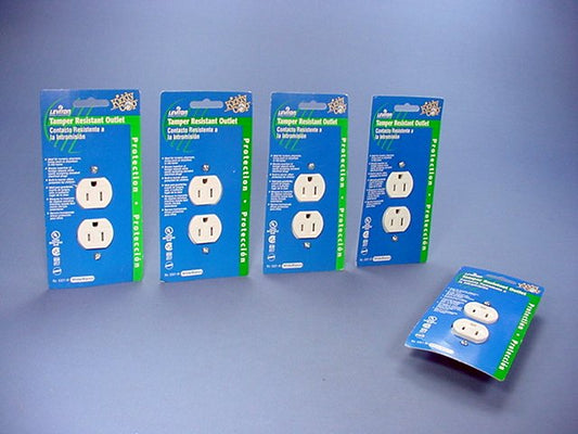 5 Leviton White Tamper Resistant Receptacle Outlet Nema 5-15R 15A 125V 5321-W