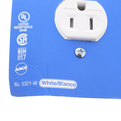 Leviton 5321-W White Residential Outlet Receptacle 5-15R 15A Tamper Resistant