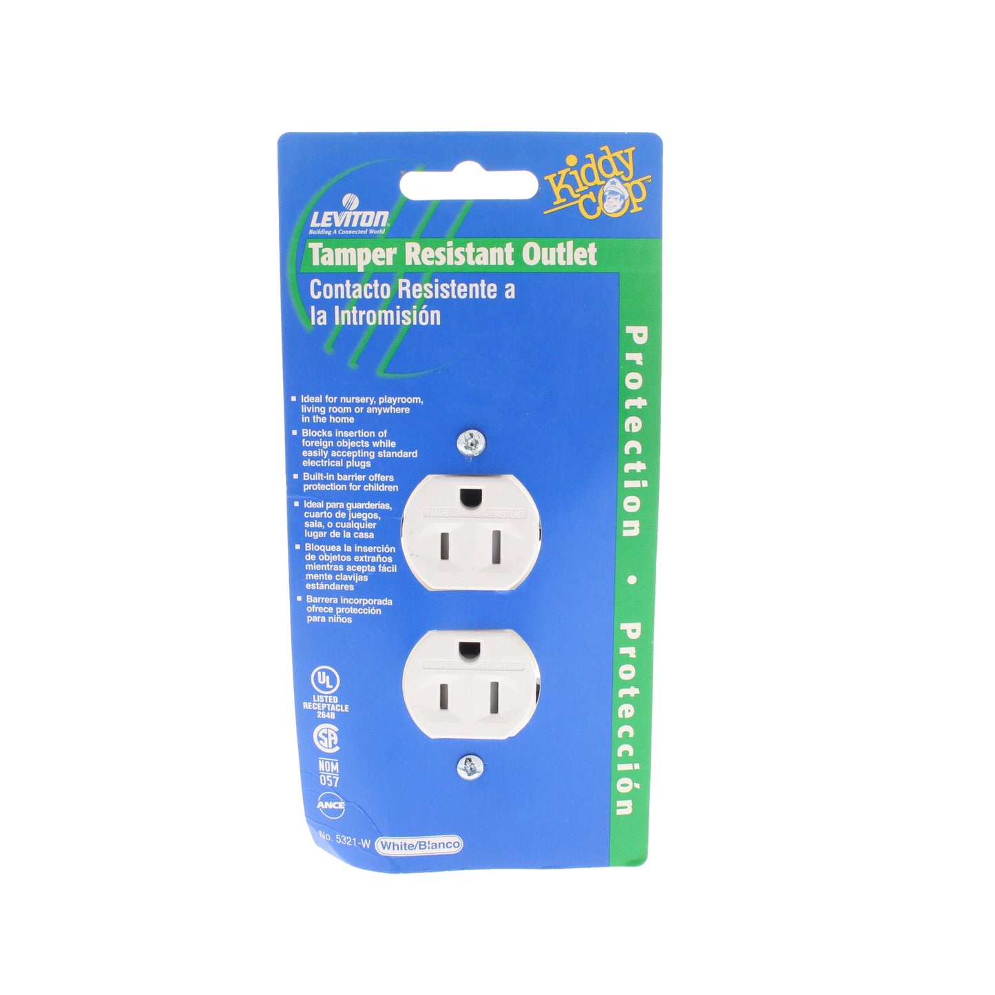 Leviton 5321-W White Residential Outlet Receptacle 5-15R 15A Tamper Resistant