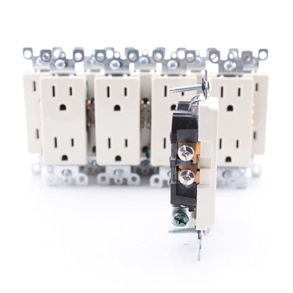 Leviton 5325-A Almond Decora 15A Receptacle Duplex Wall Power Outlet 5-15R 10pcs