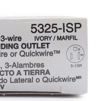 Leviton 5325-I Ivory 15A Residential Decora Receptacle Duplex Outlet NEMA 5-15R
