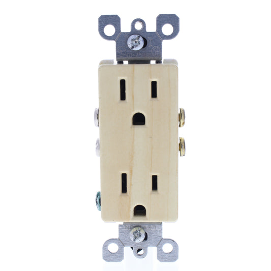Leviton 5325-OAK Oak Design Decora Straight Blade Receptacle Outlet 5-15R 15A