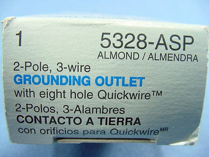 Leviton Almond Decora Receptacle Duplex Outlet 5-15R 15A 125V Quickwire 5328-A