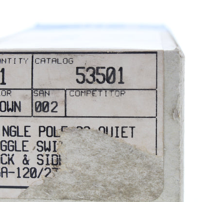 Leviton 53501 Brown Quiet Single Pole Flush Toggle Switch 15A 120/277V