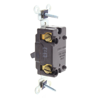 Leviton 53501 Brown Quiet Single Pole Flush Toggle Switch 15A 120/277V