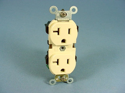 Leviton Ivory Industrial NARROW Receptacle Duplex Outlet 5-20R 20A Bulk 5352-I