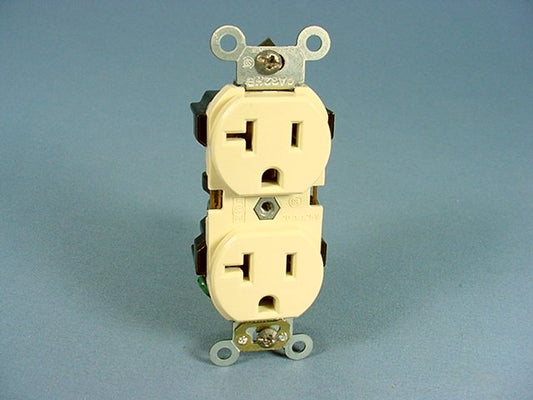 Leviton Ivory Industrial NARROW Receptacle Duplex Outlet 5-20R 20A Bulk 5352-I