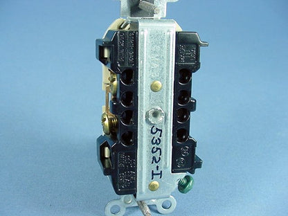 Leviton Ivory Industrial NARROW Receptacle Duplex Outlet 5-20R 20A Bulk 5352-I