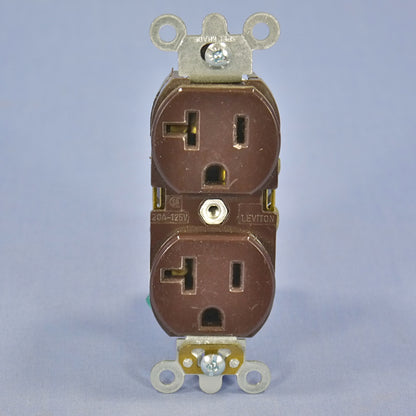 Leviton Brown Industrial Receptacle Slim Body Duplex Outlet 5-20 20A Bulk 5362-S