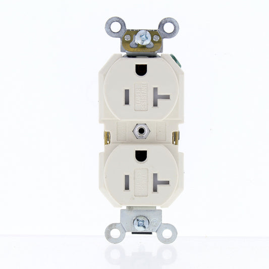 Leviton Slim Tamper Resistant Light Almond Duplex Outlet 5-20R 20A Bulk 5362-SGT
