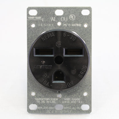 Leviton 5372-OSP Black 2-Pole 3-Wire Grousing Power Outlet Flush Mount
