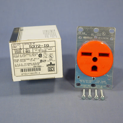 Leviton 5372-IG Isolated Ground 30A Straight Blade Receptacle 6-30R 250V Boxed