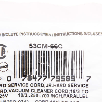 Leviton 53CM-66C Corrosion Resistant 20A Straight Blade Plug 5-20 5-20P 125V Bag