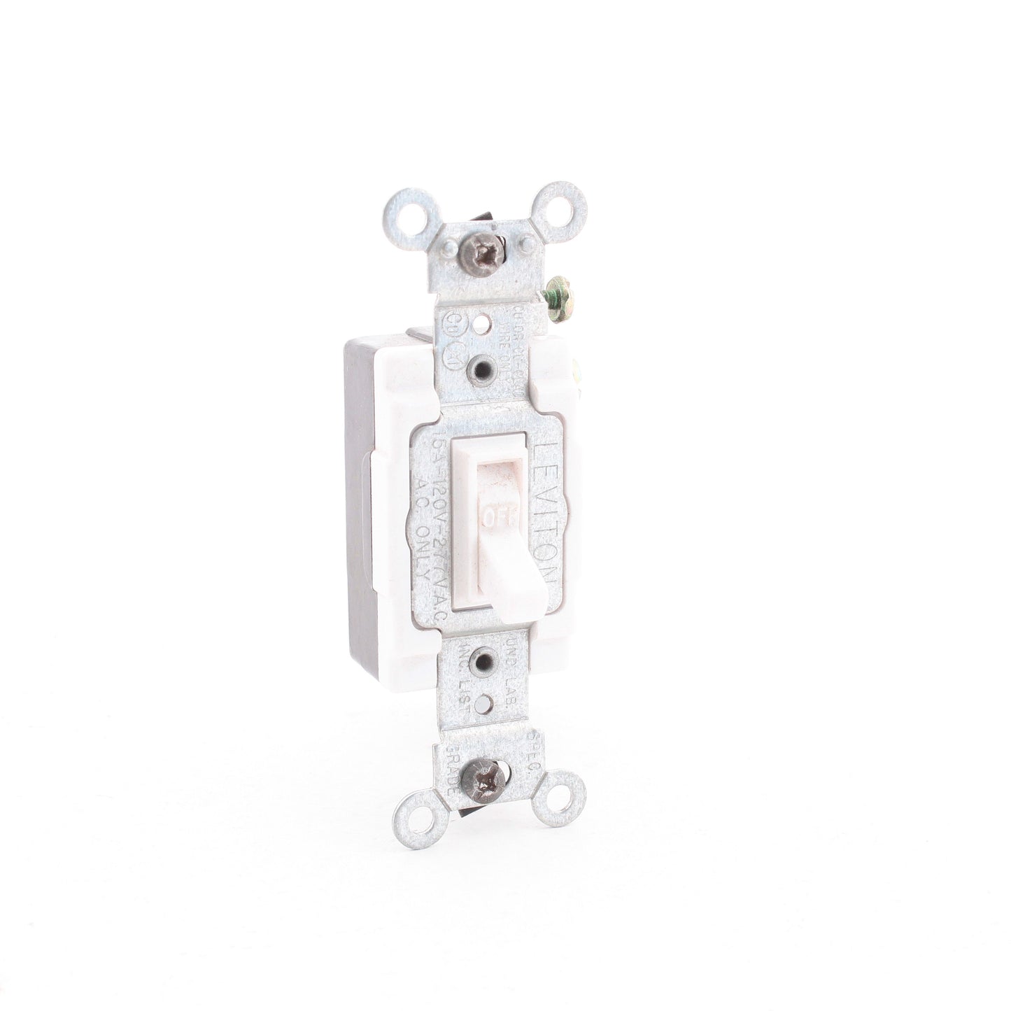 Leviton White Commercial Framed Toggle Switch 15A Single Pole Bulk 54501-2W