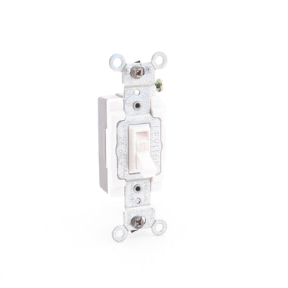 Leviton White Commercial Framed Toggle Switch 15A Single Pole Bulk 54501-2W
