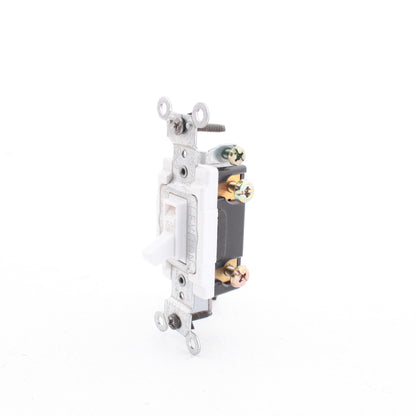 Leviton White Commercial Framed Toggle Switch 15A Single Pole Bulk 54501-2W